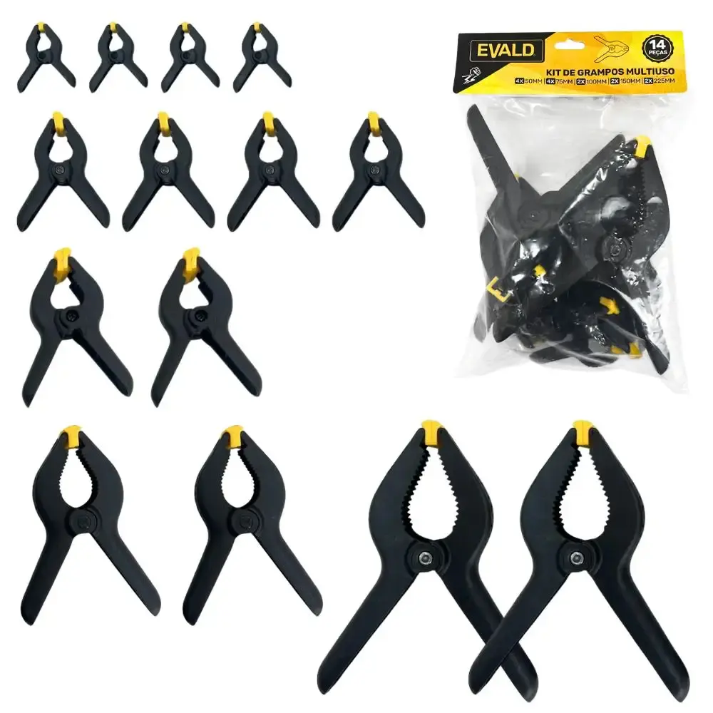 Jogo de grampos multiuso marceneiro 50 a 255 MM kit com 14 peças Evald