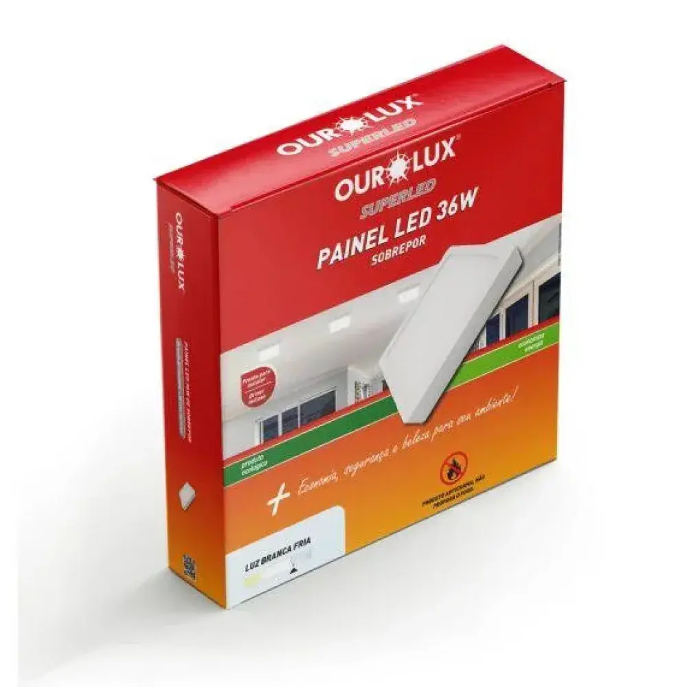 Painel superled quadrado sobrepor 36W bivolt 6500K Ourolux — fotografia 3