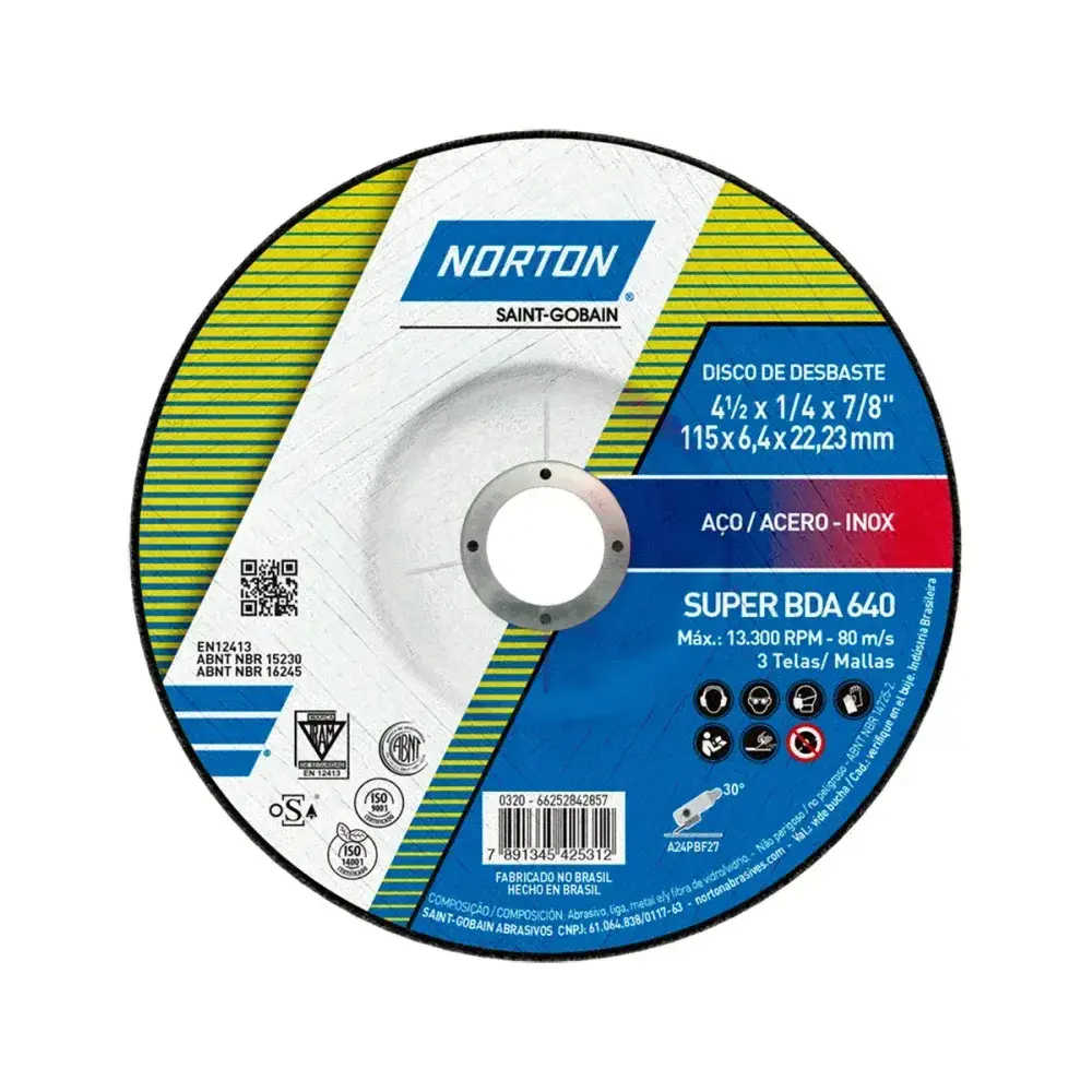 Disco de desbaste super aço bda 640 115X6,4X22,23MM Norton — fotografia 3