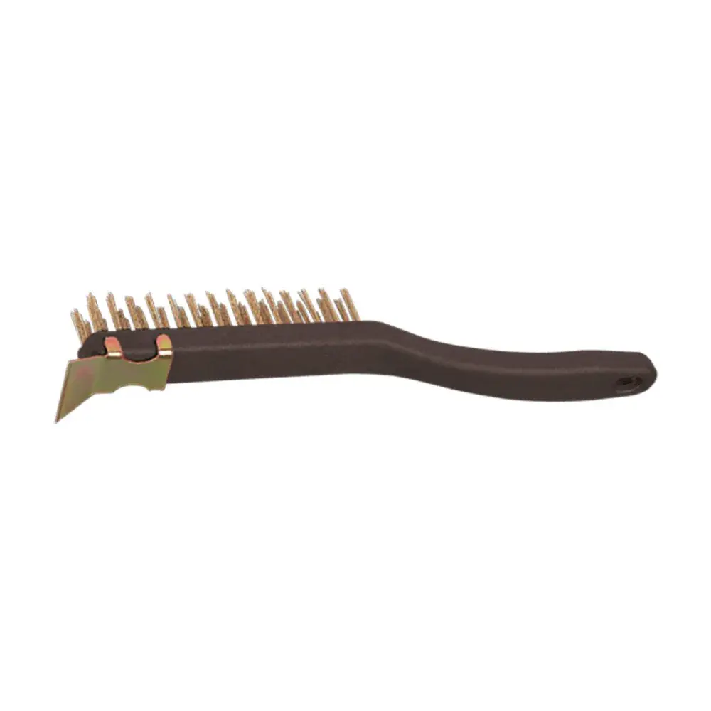 Escova aço manual cabo max metalúrgica 3 fileiras raspador