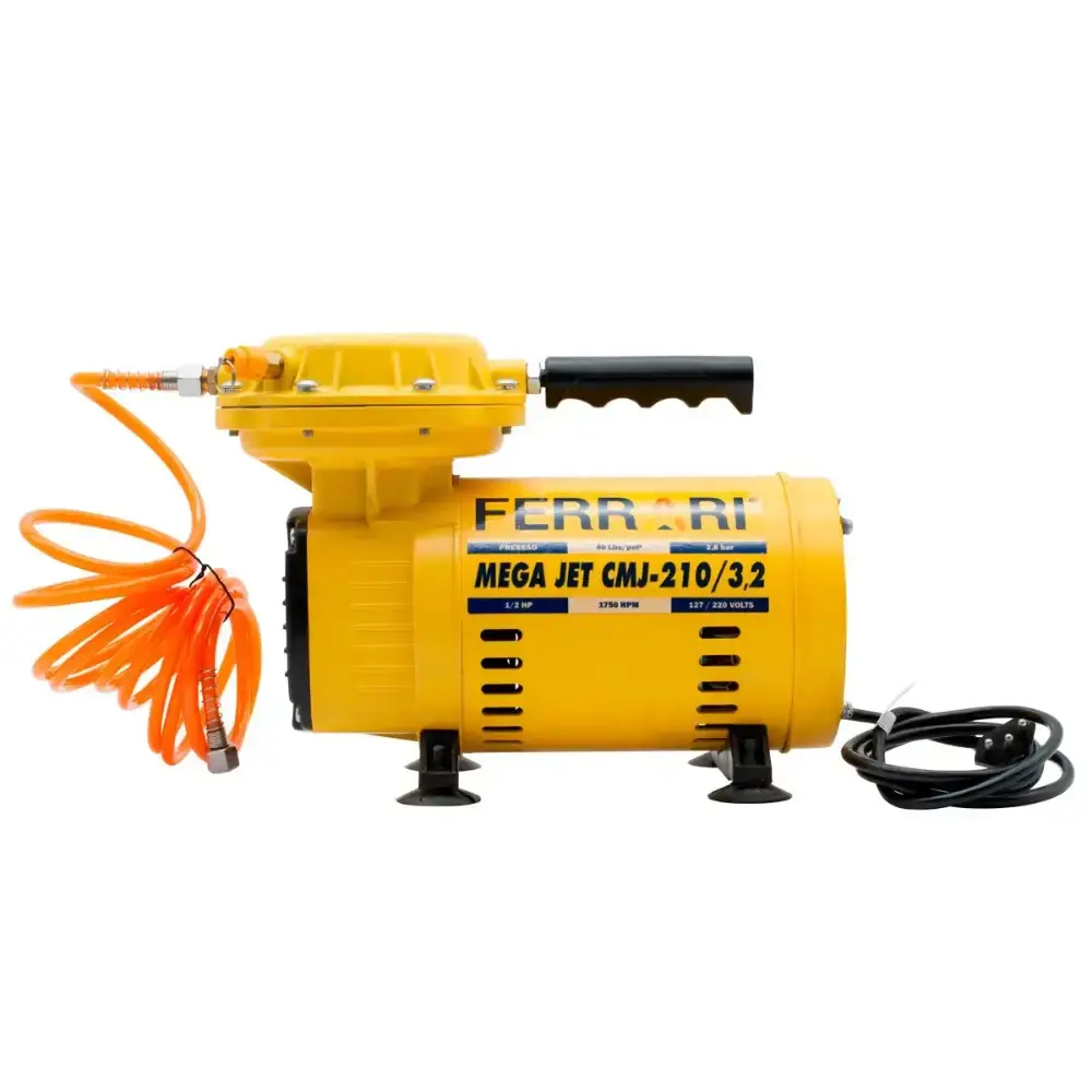 Compressor ar direto 1/2 HP mega JET CMJ-210/3.2 bivolt com kit Ferrari — fotografia 4