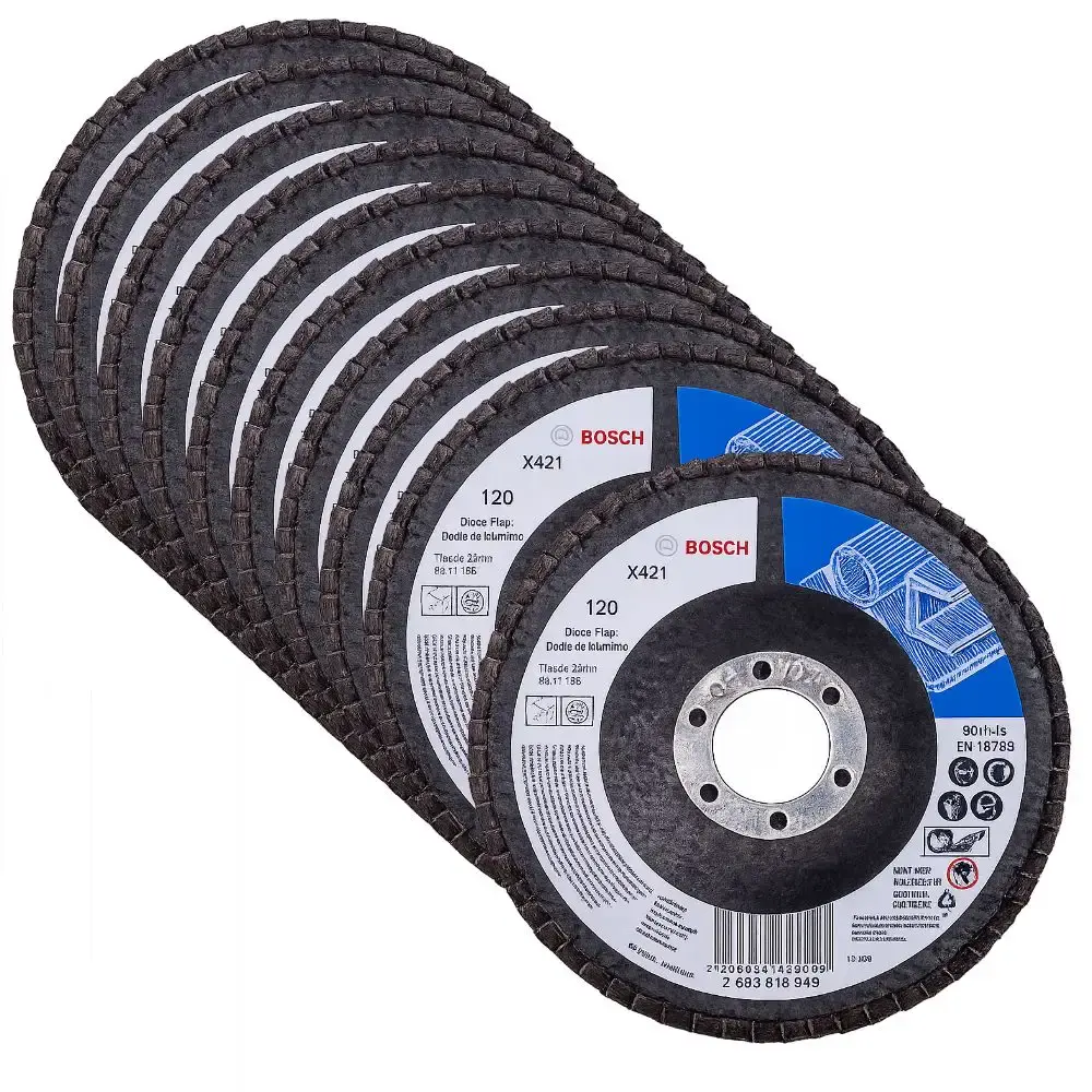 Disco de lixa flap grão 120 4.1/2POL. com 10 unidades Bosch