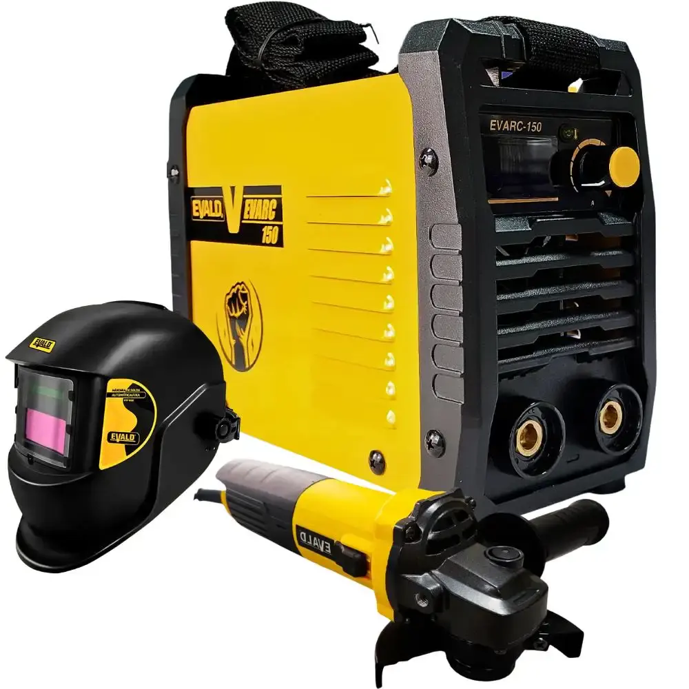 Solda inversora monofásico com esmerilhadeira angular 850W e máscara de solda Evald 110 V — fotografia de referência