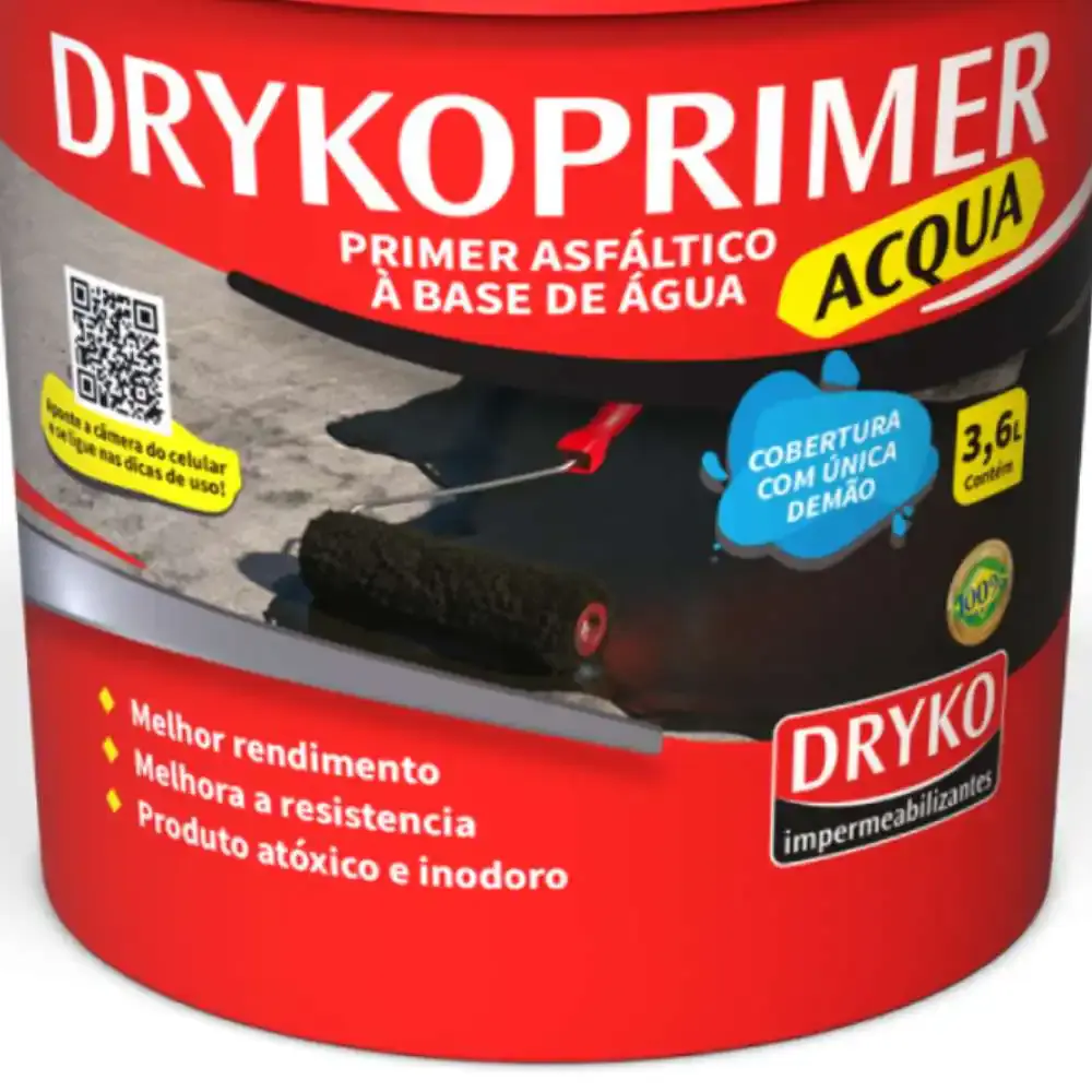 Primer asfáltico 3,6 litros à base de água drycoprimer acqua prikolgal Dryko — fotografia 3