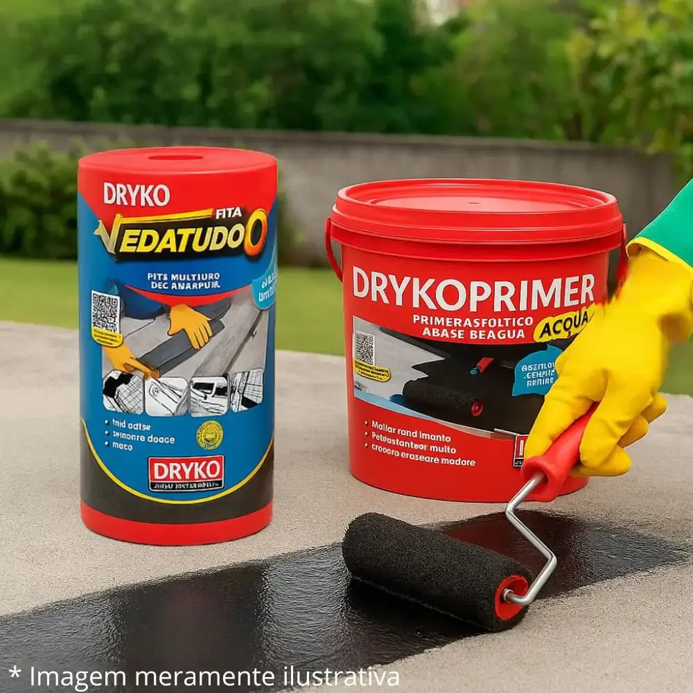 Primer Asfáltico 3,6 L Drycoprimer Acqua Fita e Autoadesiva Asfáltica Vedatudo 30 cm x 10 M DRYKO — fotografia 4
