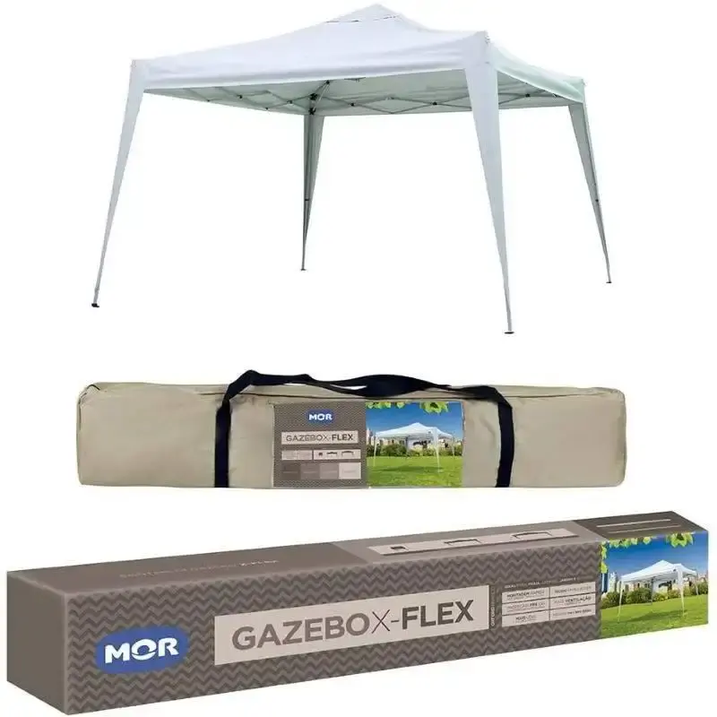 Tenda gazebo branca em poliéster 3X3 metros articulada 3539 Mor — fotografia 3