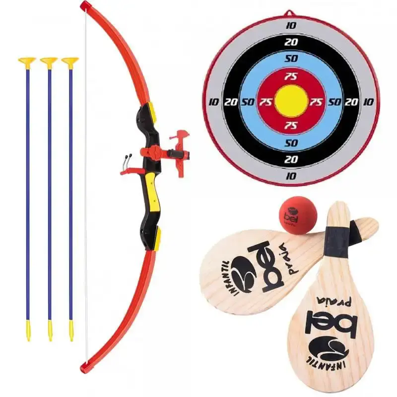 Kit arco e flecha com infravermelho + kit tênis de praia infantil frescobol BEL
