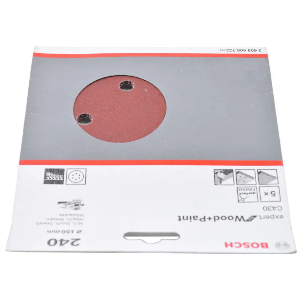 Kit 5 folhas de lixa velcro 6 G240 expert wood paint Bosch — fotografia 5