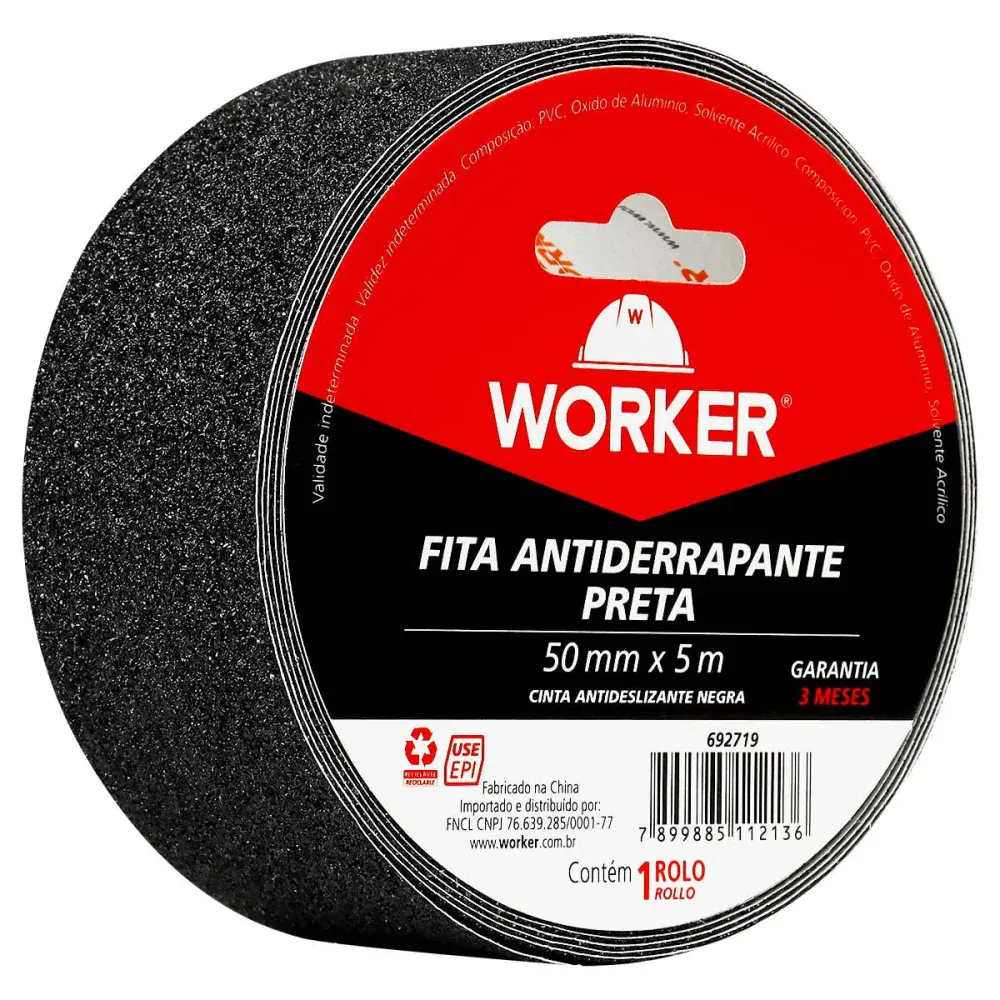 Fita antiderrapante 50MM x 5M preta Worker