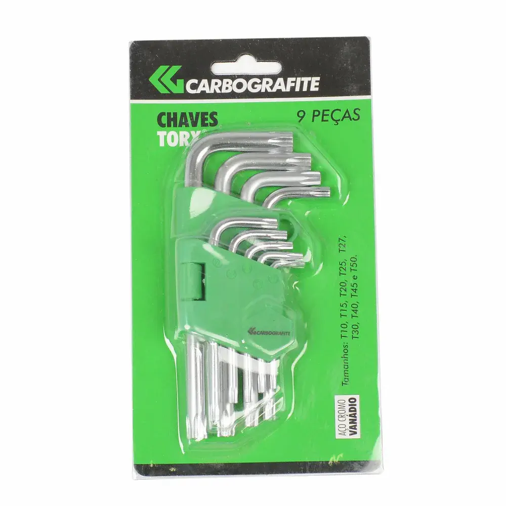 Kit de chave hexalobular T-10 a T-50 Carbografite - 9 peç