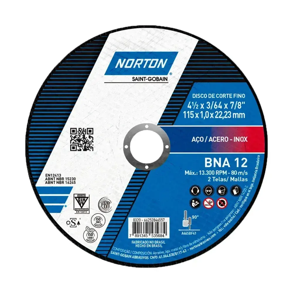 Disco de corte linha azul bna 12 115X1,,23MM Norton — fotografia 3