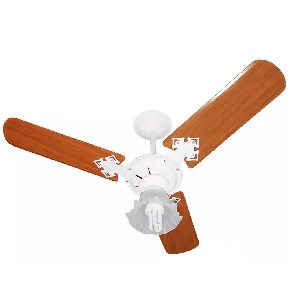 Ventilador de teto 3 pás 130W com lustre várias cores Venti-delta 220 V Branco — fotografia 8