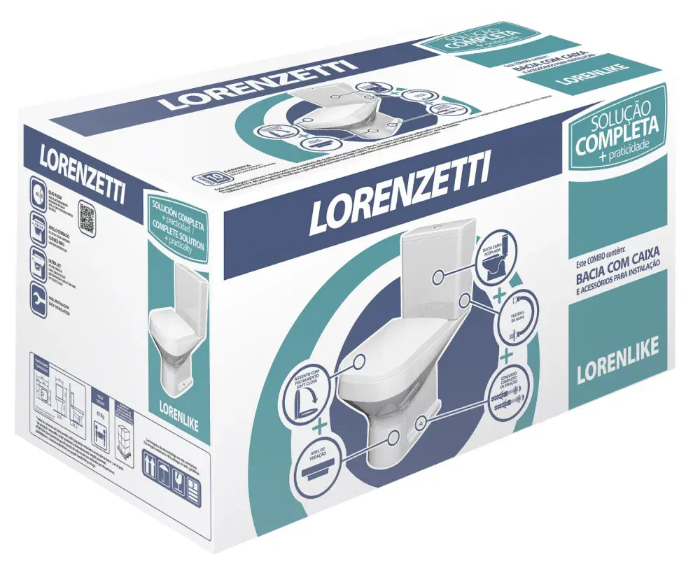Kit bacia e caixa acoplada like 3/6L completo lorenzetti Lorenzetti Duchas — fotografia 7