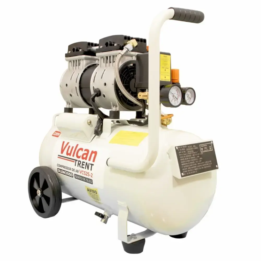 Compressor de ar odontológico silencioso 220V 8 pés 24 litros 82009 Vulcan