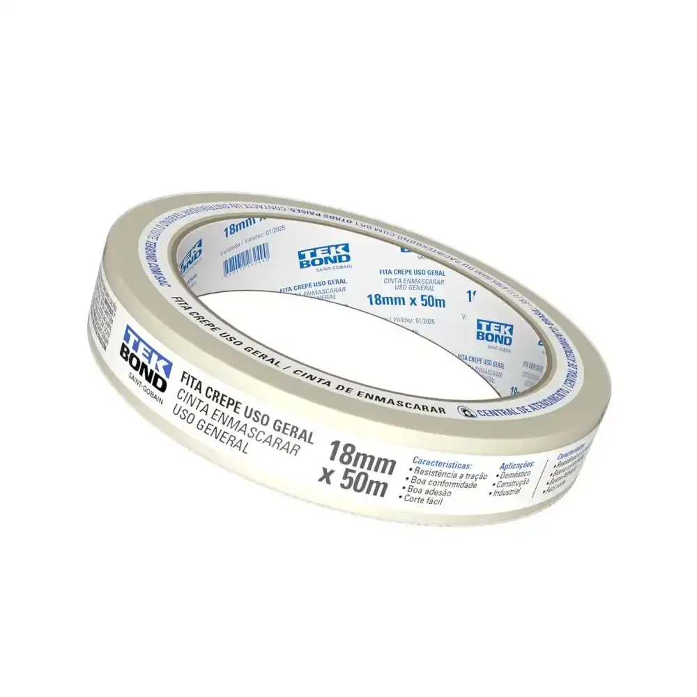 Fita Crepe 18 MM x 50 Metros Uso Geral TEKBOND TEK Bond — fotografia 5