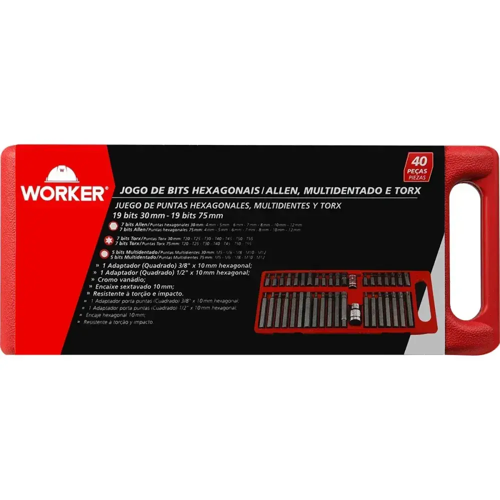 Jogo de bits allen multidentado e torx de 40 peç Worker — fotografia 10