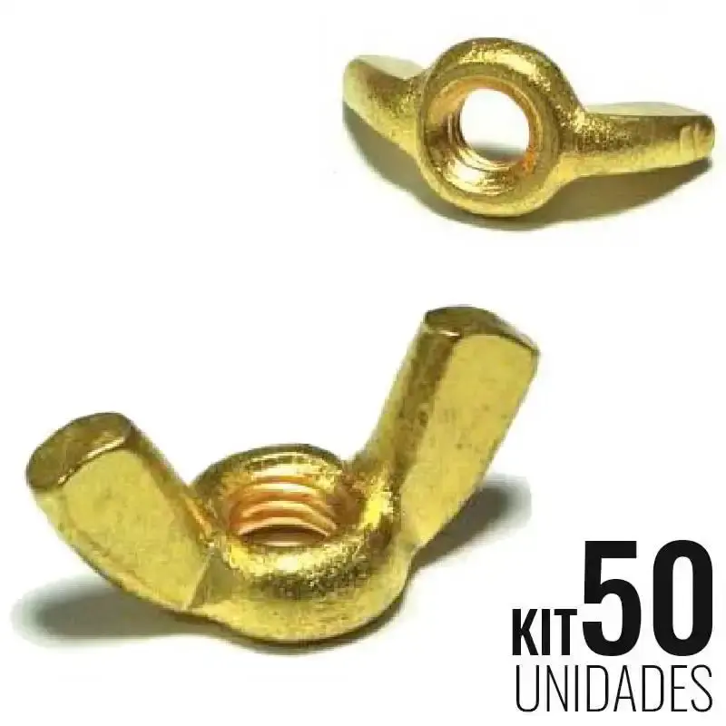 Porca borboleta em latão 5/16 POL UNC kit com 50 unidades POBO5/16LA Belenus — fotografia de referência
