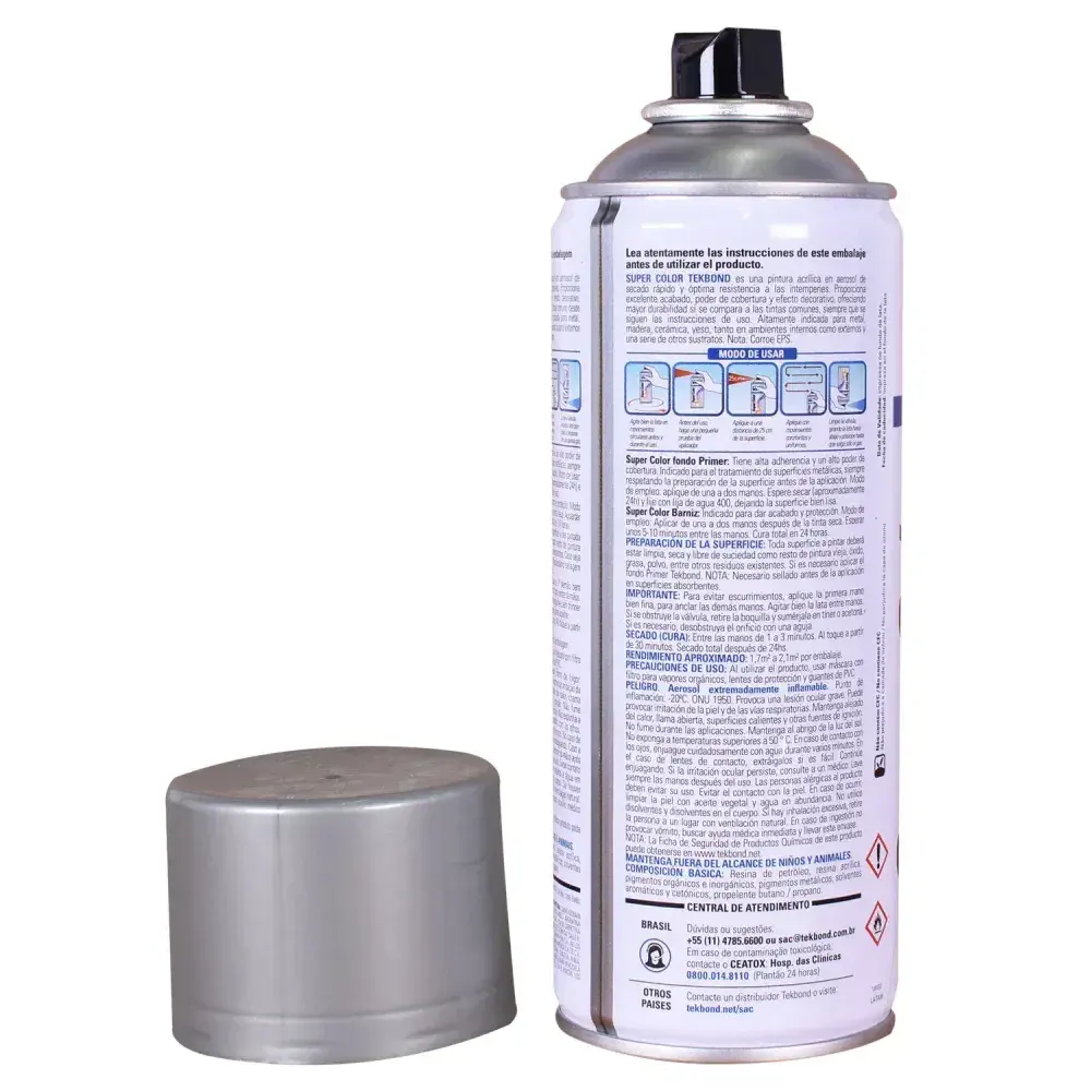 Tinta spray uso geral alumínio 350ML Tekbond — fotografia 7