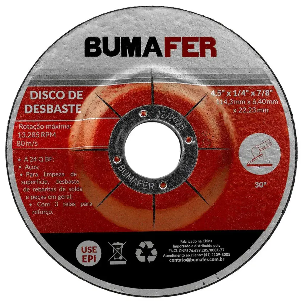 Disco de desbaste 4.5 x 6,40MM 11 peç Bumafer — fotografia 7