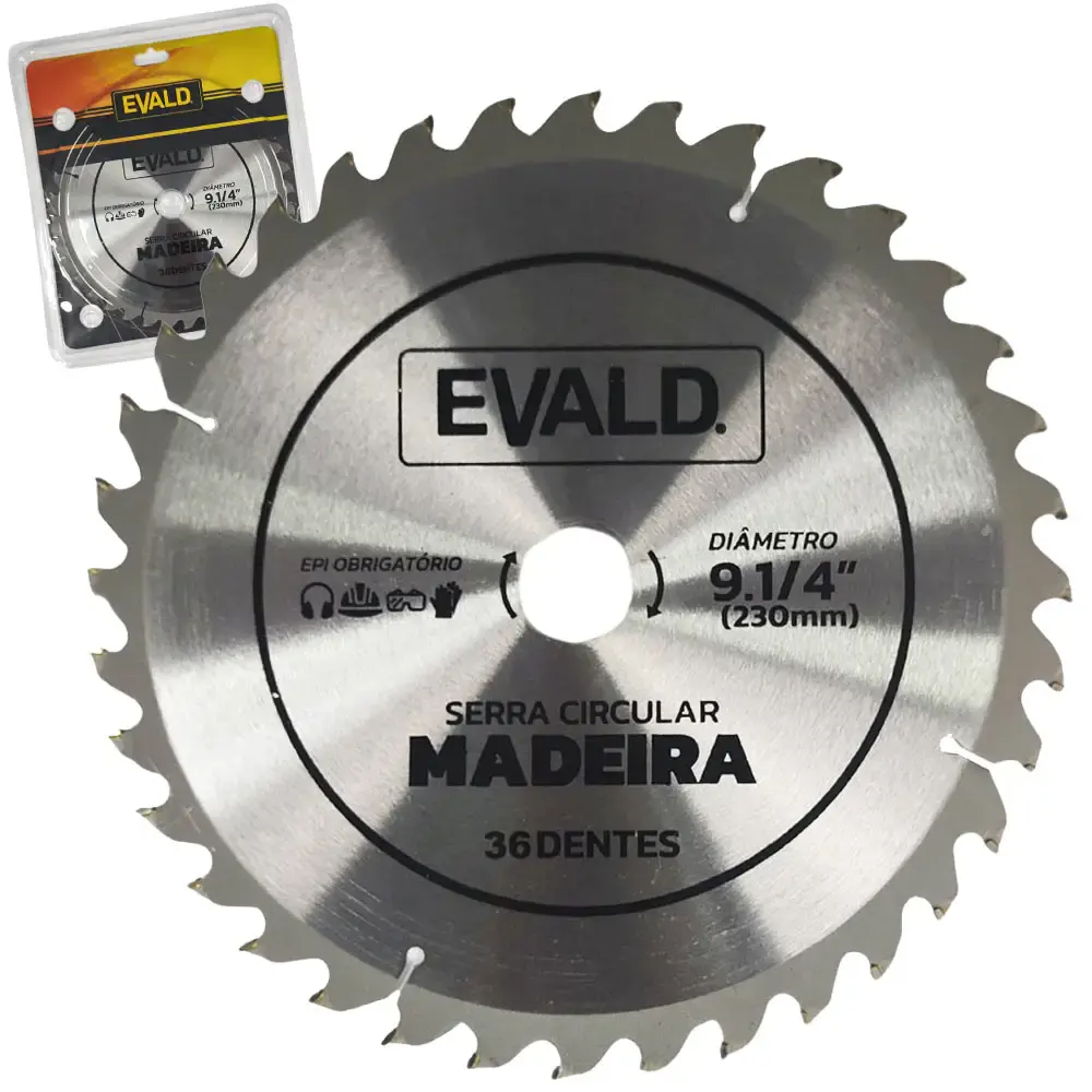 Disco de serra circular 9.1/4 POL 36 dentes para madeira Evald