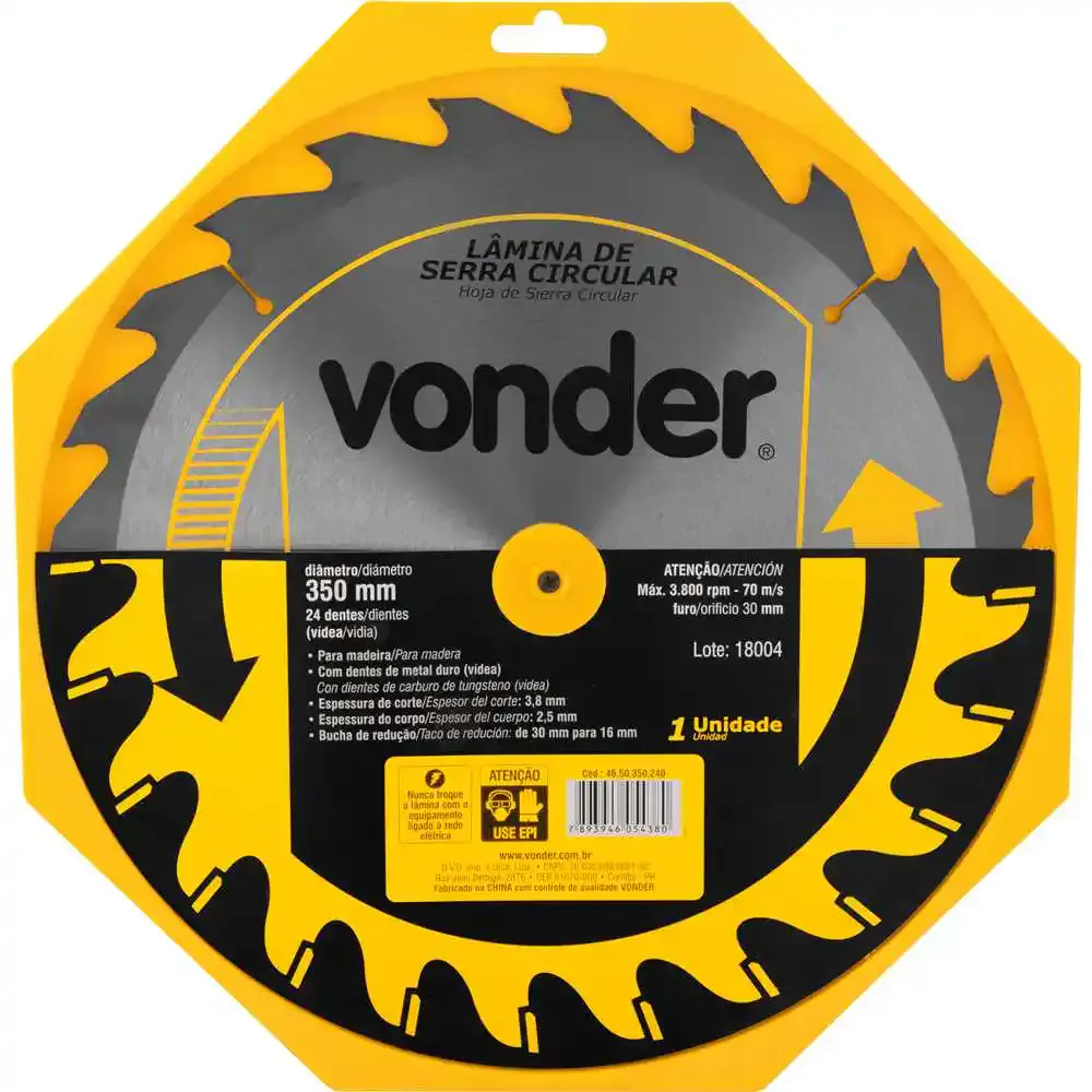 Serra Circular de Widea 14 POL 350 MM x 30 MM 24 Dentes VONDER — fotografia 5