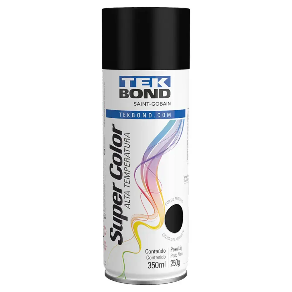 Tinta spray 350ML alta temperatura preto fosco 23371006900 Tekbond — fotografia de referência