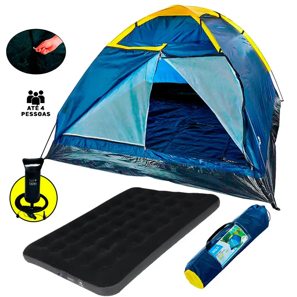 Barraca para Camping até 4 Pessoas San Valentin 106011 KALA com Colchão Inflável de Casal e Bomba