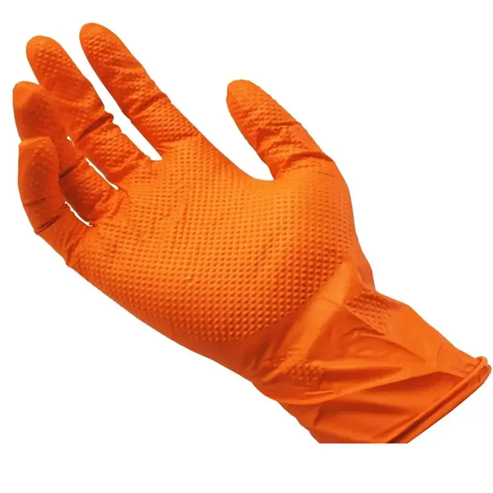 Luva nitrílica maxgrip laranja g com 100 peç Supermax — fotografia 2