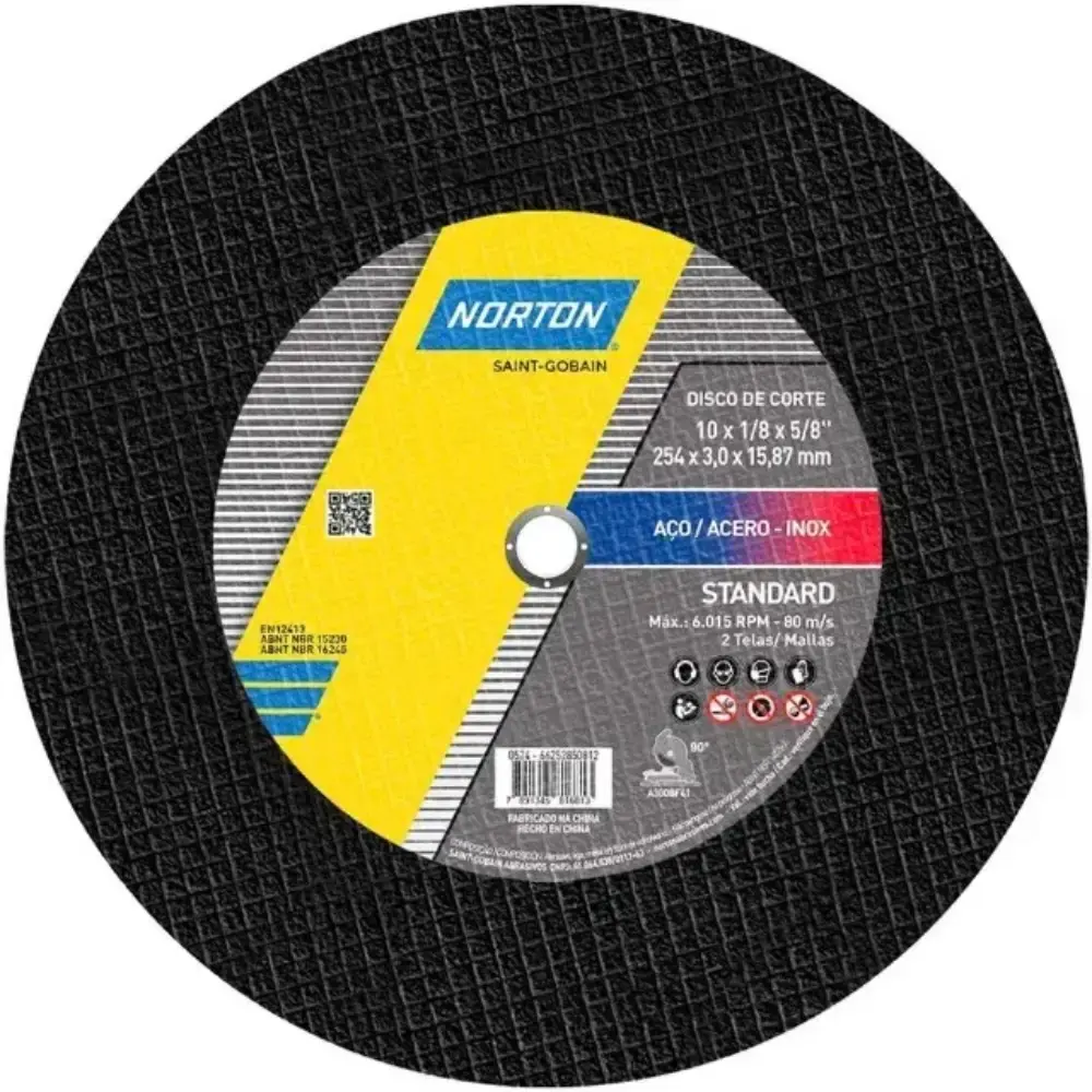Kit 10 Discos de Corte Standard para Inox 254 x 3 x 15,8mm NORTON — fotografia 2