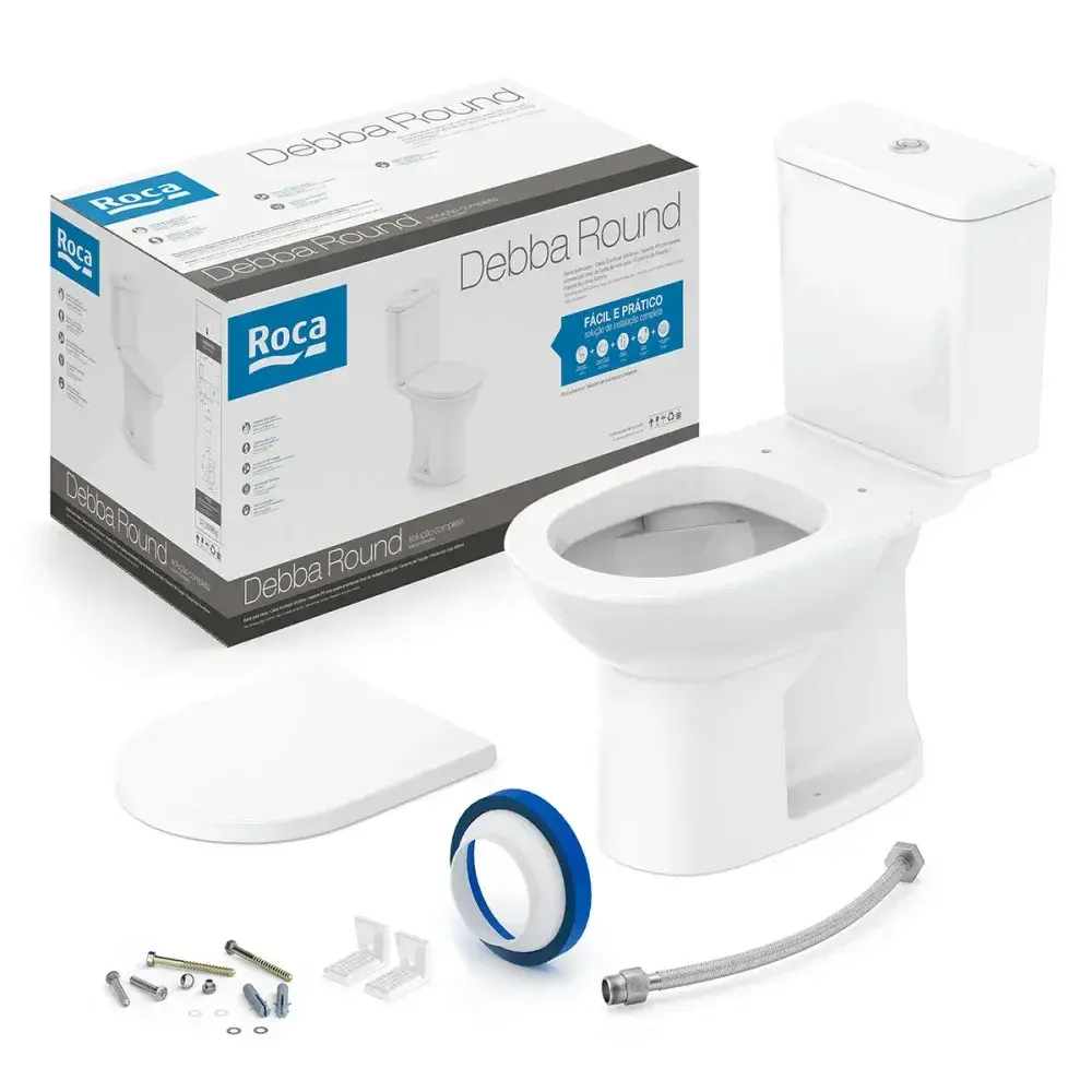 Kit bacia com caixa acoplada debba round 3/6L branco Roca — fotografia 5