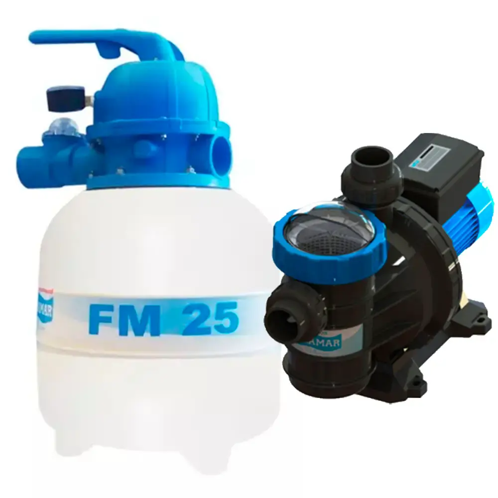 Bomba para piscina 1/4CV monofásico e filtro FM-25 de 1/4CV sodramar Filter