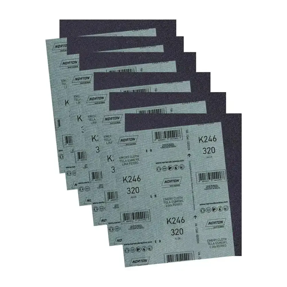 Folha de lixa metal para ferro grão 320 K246 com 25 unidades Norton