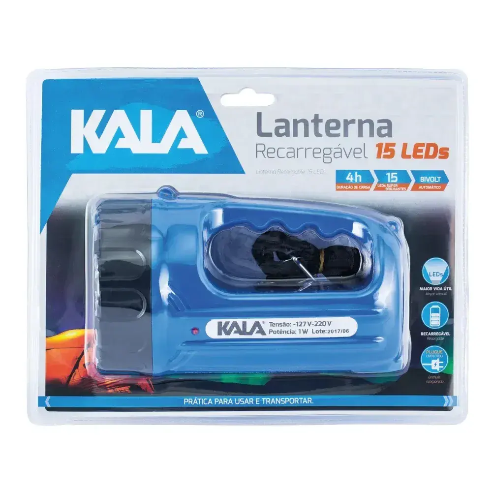 Lanterna recarregável 15 leds bivolt Kala — fotografia 4