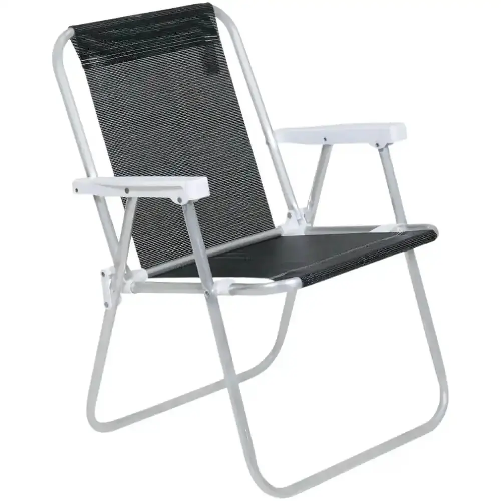 Cadeira de praia alta sannet aluminio preta 023574 BEL — fotografia de referência