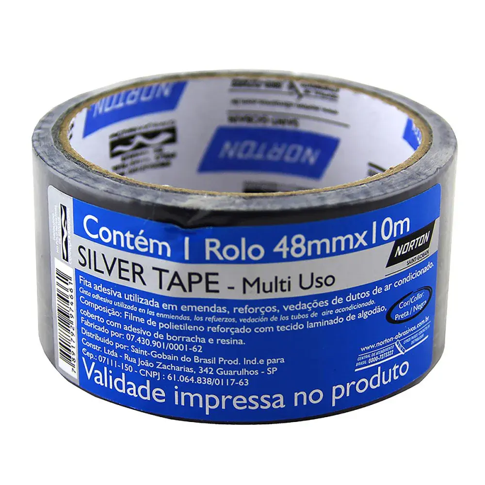 Fita silver tape para reparos em gerais preto 48MMX10M Norton — fotografia de referência