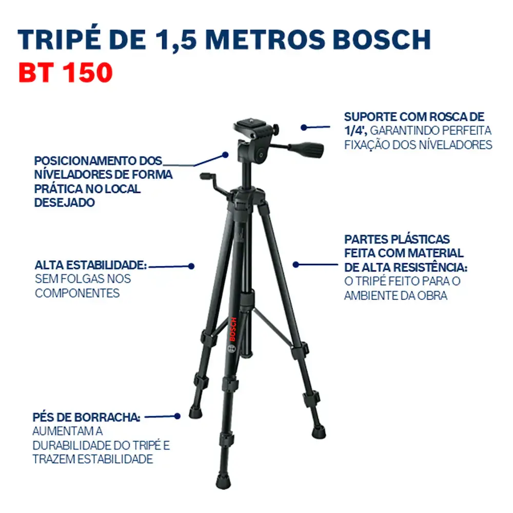 Tripé para nível 1,5 metros BT 150 Bosch — fotografia 9