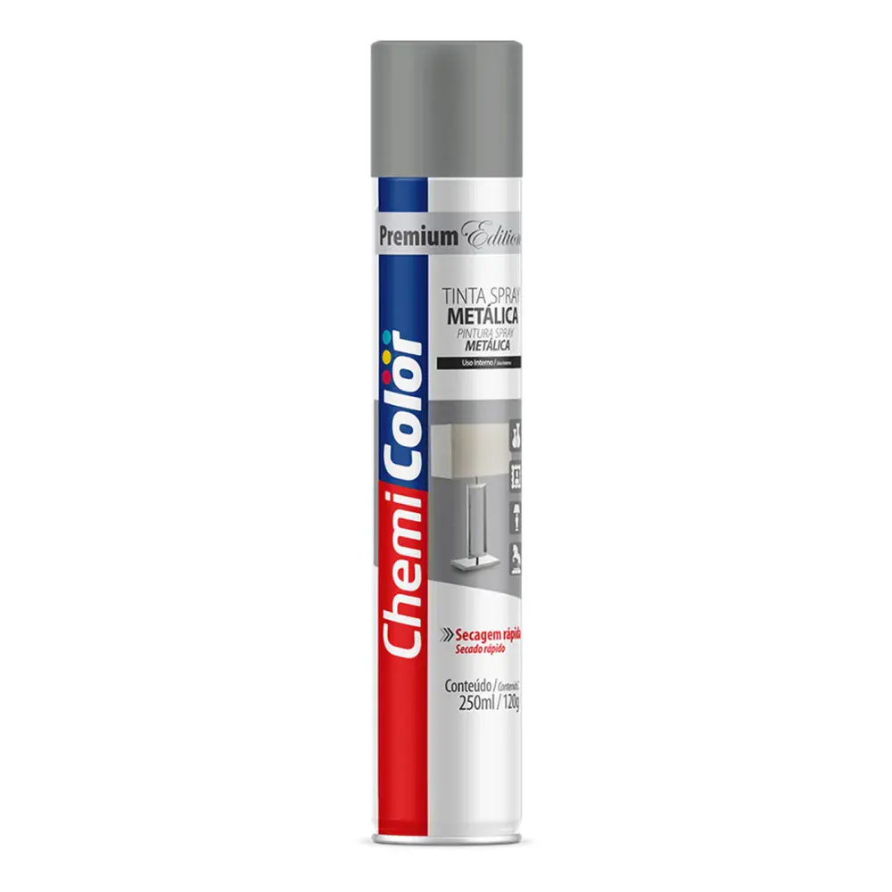 Tinta spray metálica 250ML/120G na cor grafite Chemicolor