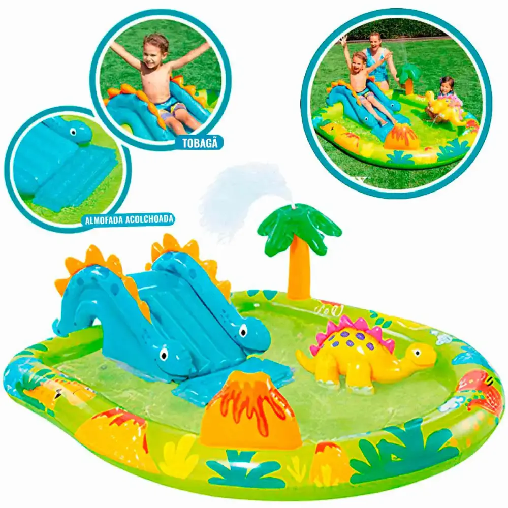Piscina 143 litros inflável centro de diversões dinossauro 5716699 Intex