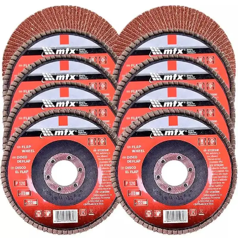 Disco de lixa flap 4.1/2 POL grana 120 kit com 10 unidades MTX