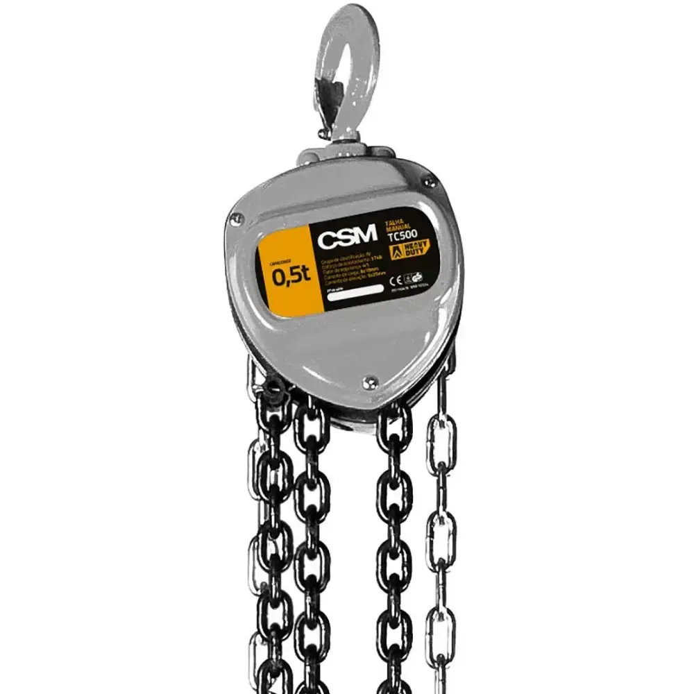 Talha manual de corrente 0.5 TON elevação 3 metros TC 500 CSM — fotografia de referência
