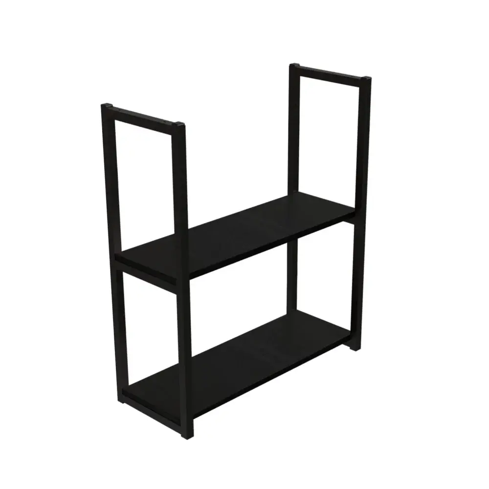 Prateleira industrial parede/teto com 2 prateleiras 60 x 20 cm preta Brasforma — fotografia 5