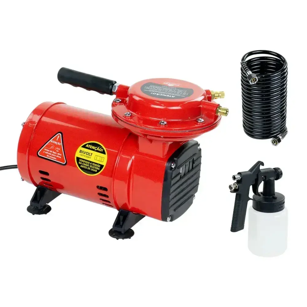 Compressor de ar direto 370W bivolt com kit de pintura Worker — fotografia 10