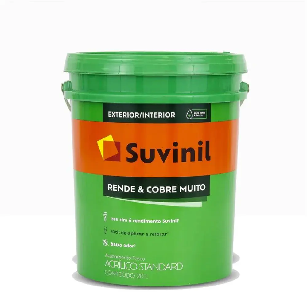 Tinta acrílica rende cm fo branco 20L Suvinil
