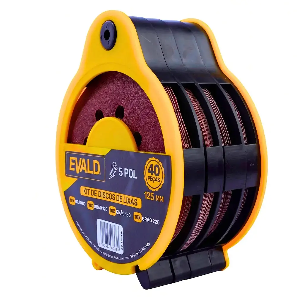 Jogo de Discos de Lixa 5 POL 125 mm Perfurado com Velcro EV-446910 EVALD — fotografia 5