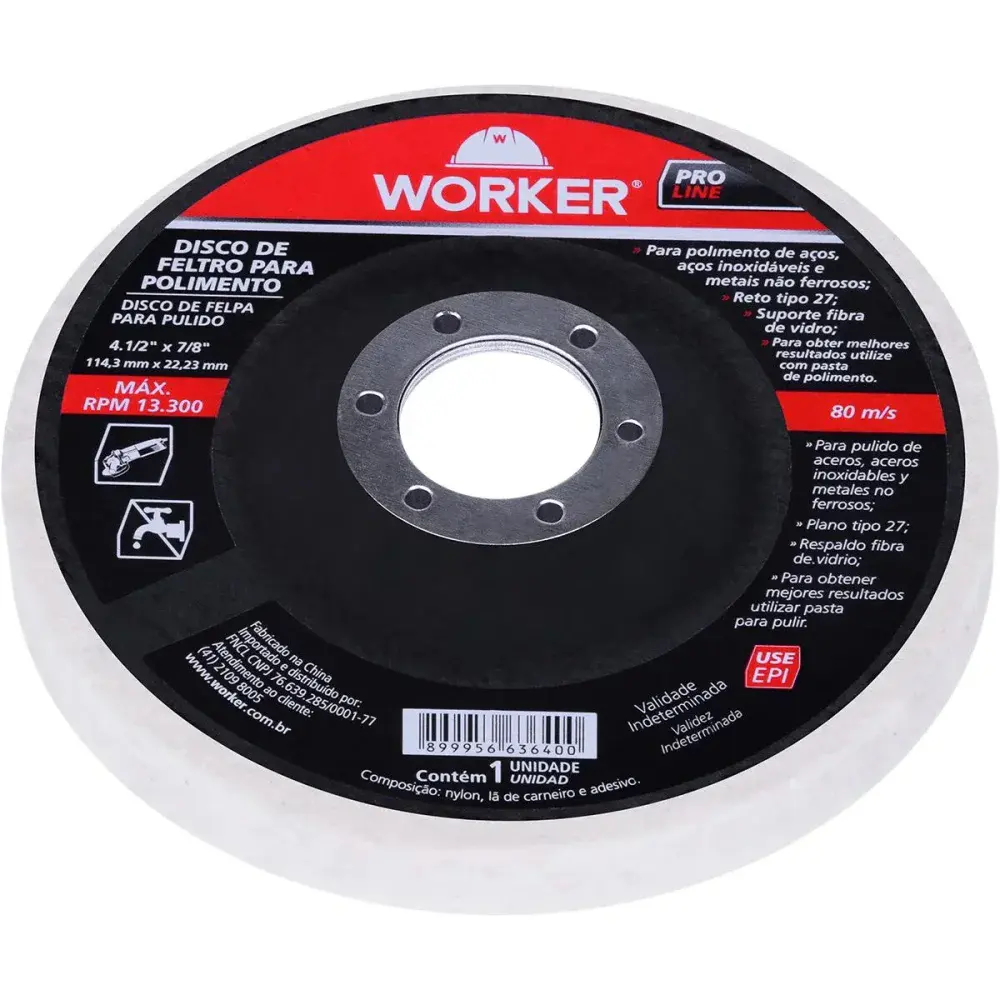 Disco flap de feltro para polimento 4.1/2” Worker — fotografia 8