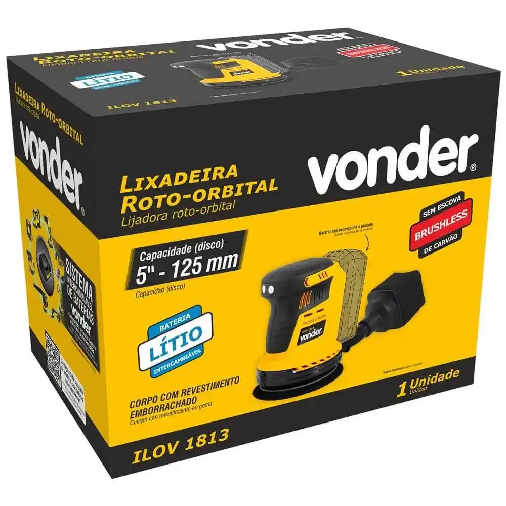 Lixadeira roto orbital 18V 5POL ILOV1813 sem bateria e sem carregador Vonder — fotografia 6