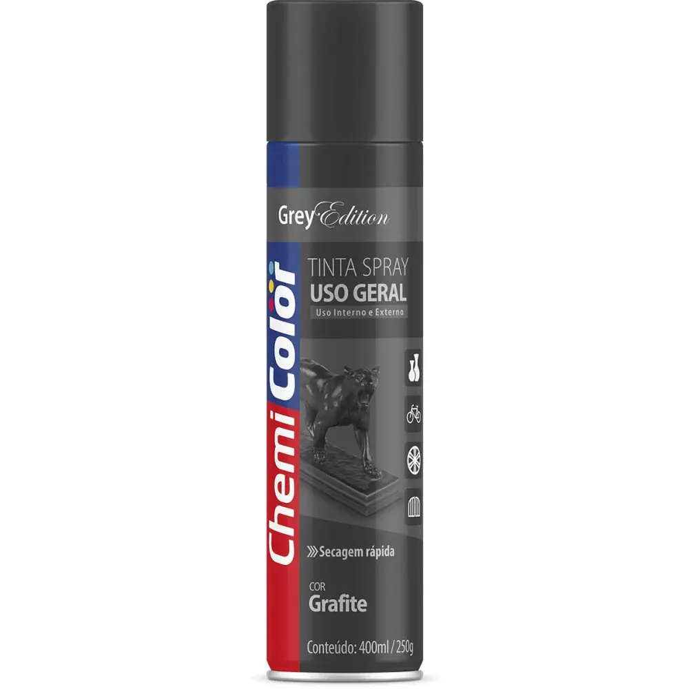 Tinta spray uso geral grafite 400ML/250G da Chemicolor