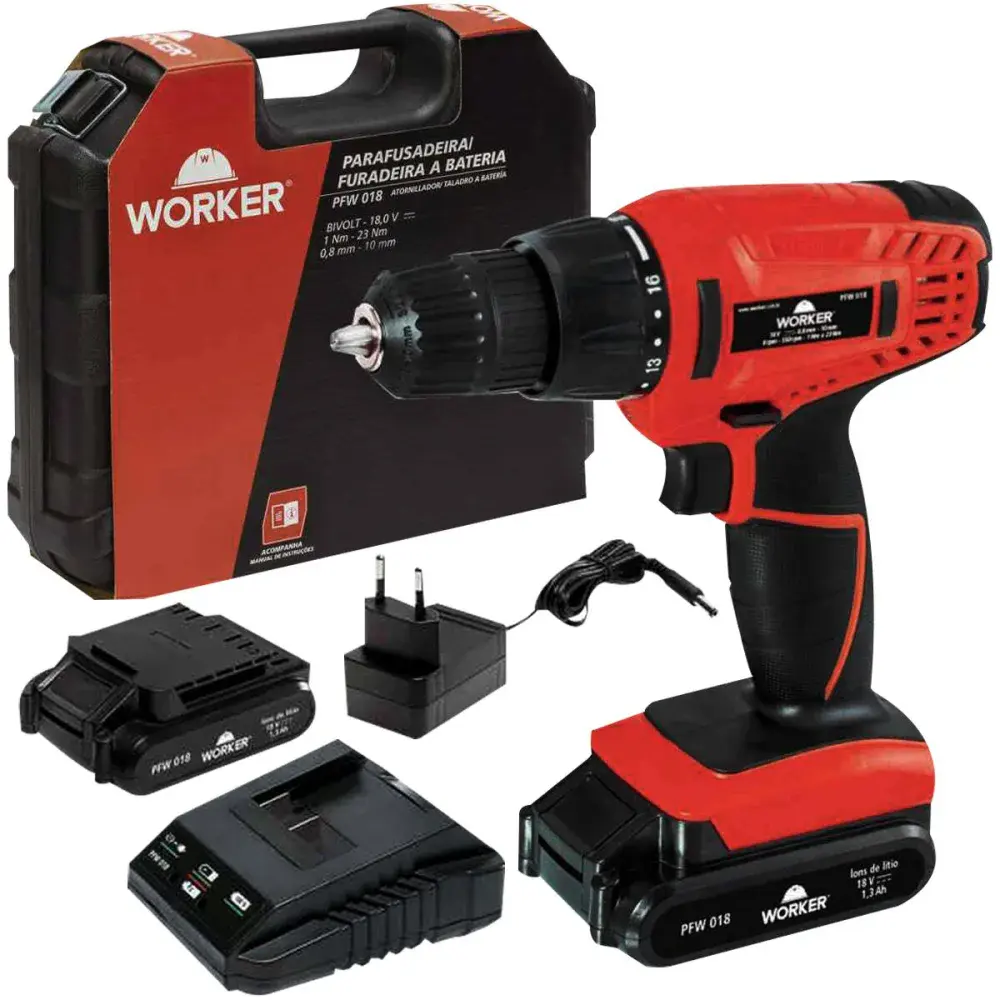 Parafusadeira e furadeira 18V PFW018 bivolt Worker — fotografia de referência