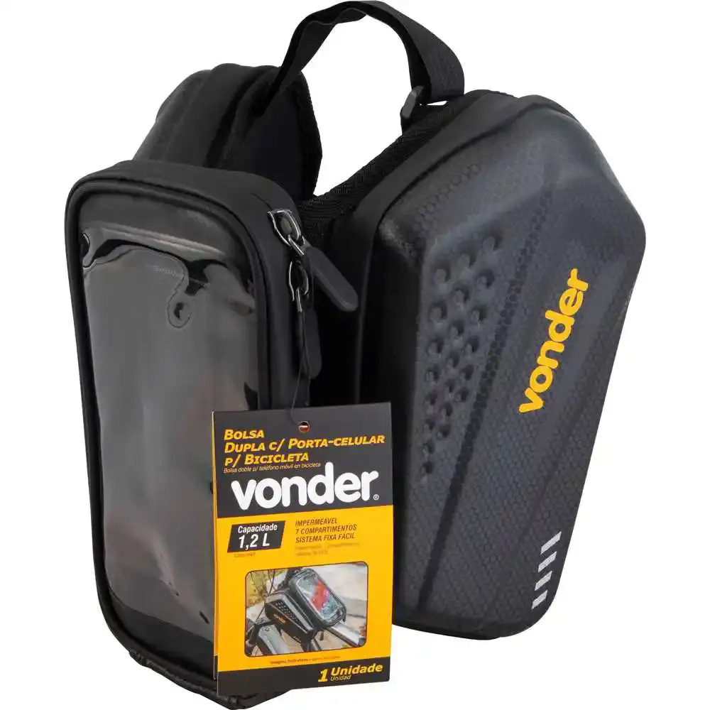 Bolsa dupla com porta celular para bicicleta Vonder — fotografia 9