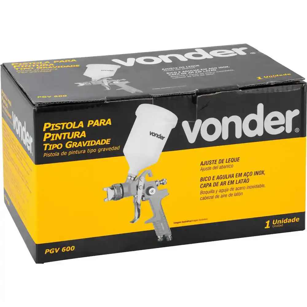 Pistola para pintura a gravidade com caneca plástica PGV-600 Vonder — fotografia 4